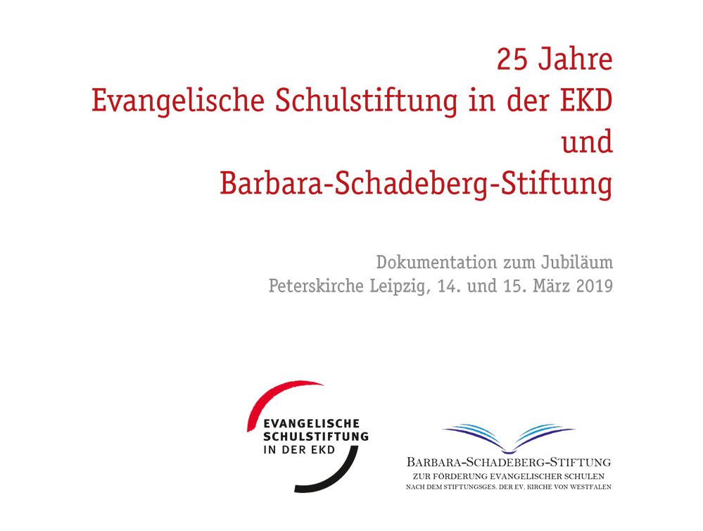 Veranstaltungsflyer: 25-jähriges Jubiläum zweier Stiftungen mit Details und Logos auf weißem Hintergrund.