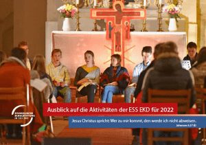 Beitragsbild-Programmvorschau-ESS-EKD-2022 Vorderseite des Flyers für den Ausblick auf die Aktivitäten der ESS EKD für 2022