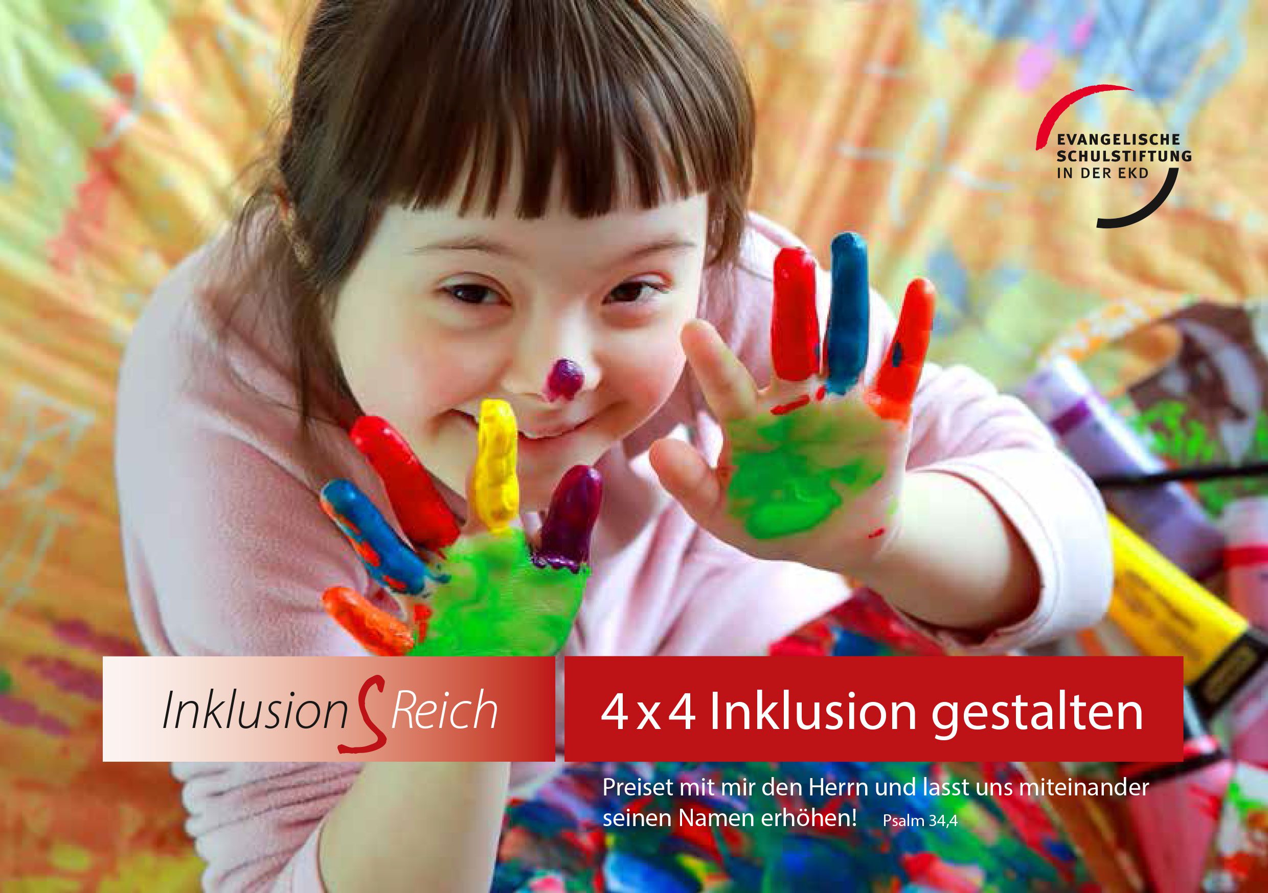 Titelbild Ausschreibung Flyer "4 x 4 Inklusion gestalten", 2021.